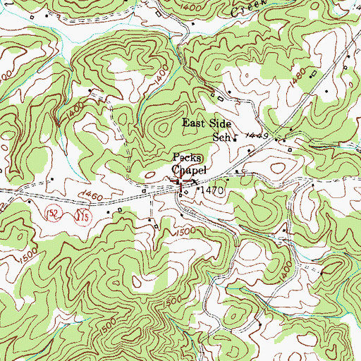 Topographic Map of Pecks Chapel, GA