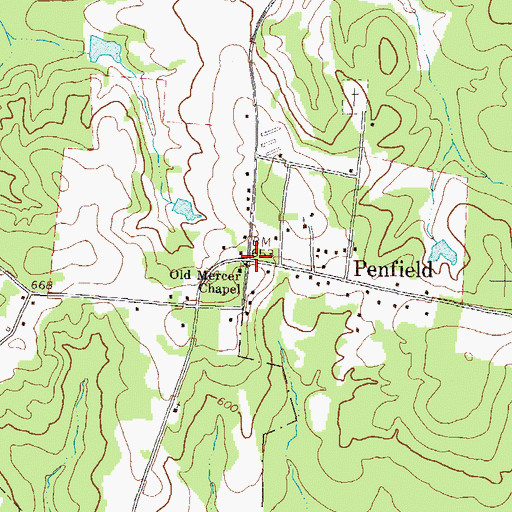Topographic Map of Penfield, GA