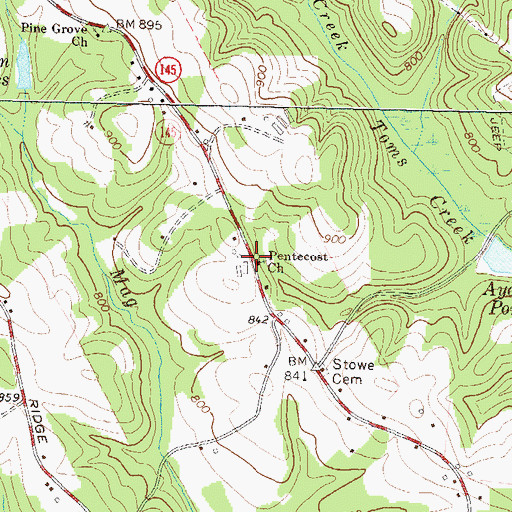Topographic Map of Pentecost Church, GA