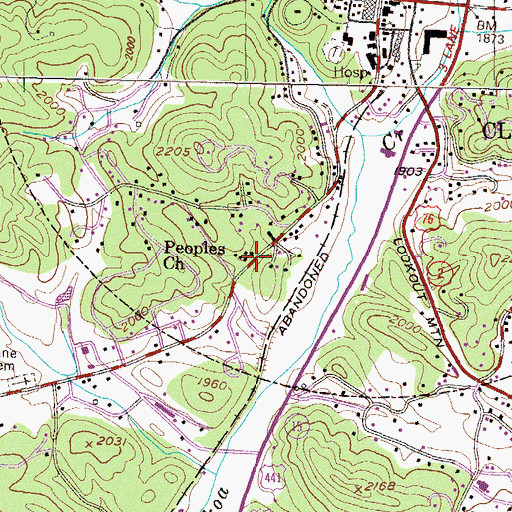 Topographic Map of Peoples Church, GA