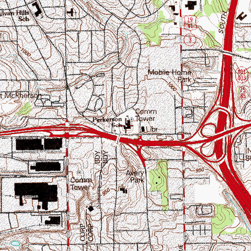 Topographic Map of Perkerson Elementary School, GA