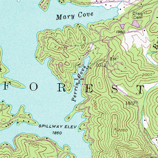 Topographic Map of Perrin Cove, GA
