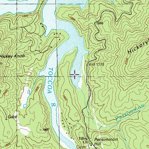 Topographic Map of Persimmon Creek, GA