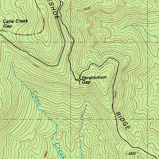 Topographic Map of Persimmon Gap, GA
