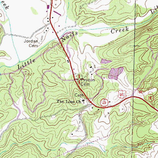 Topographic Map of Peyton Cemetery, GA