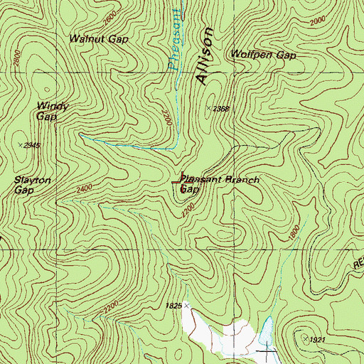 Topographic Map of Pheasant Branch Gap, GA