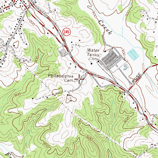 Topographic Map of Philadelphia Cemetery, GA