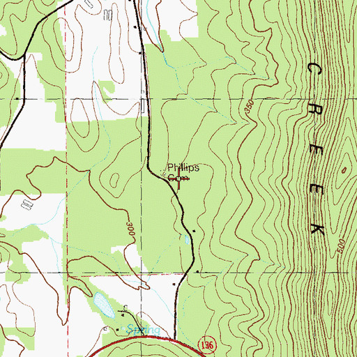 Topographic Map of Phillips Cemetery, GA