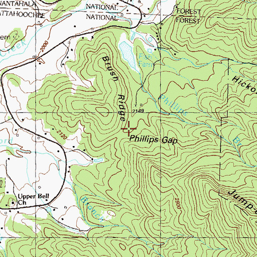 Topographic Map of Phillips Gap, GA