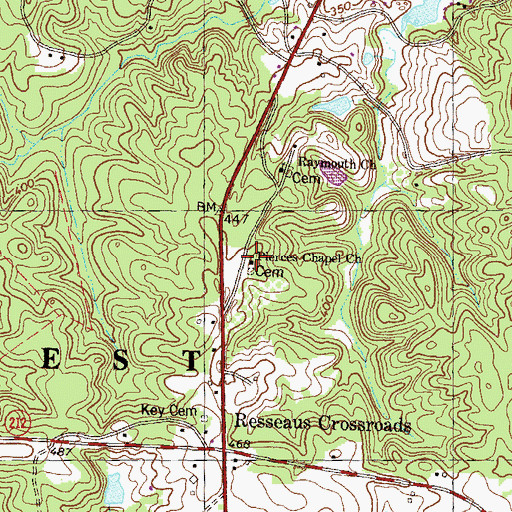 Topographic Map of Pierces Chapel Church, GA