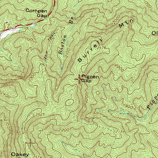 Topographic Map of Pigpen Gap, GA