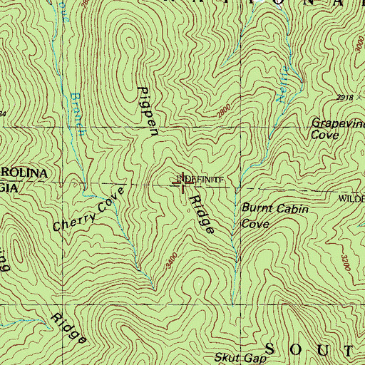 Topographic Map of Pigpen Ridge, GA
