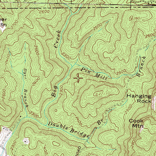 Topographic Map of Pin Mill Branch, GA