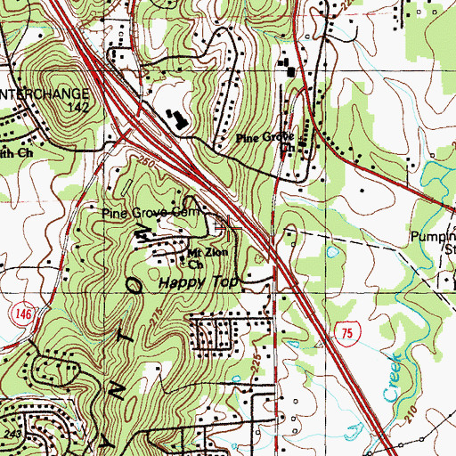 Topographic Map of Pine Grove Cemetery, GA