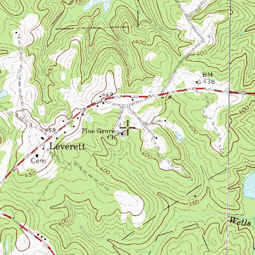 Topographic Map of Pine Grove Church, GA