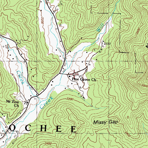 Topographic Map of Pine Grove Church, GA