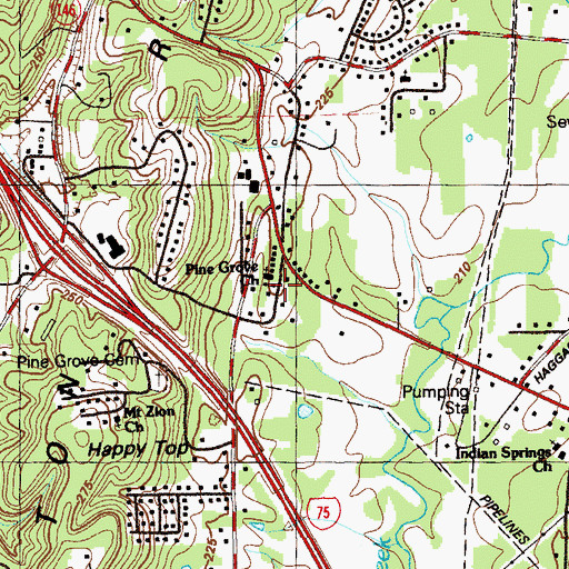 Topographic Map of Pine Grove Church, GA