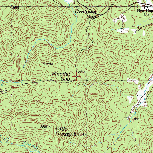 Topographic Map of Pineflat Gap, GA