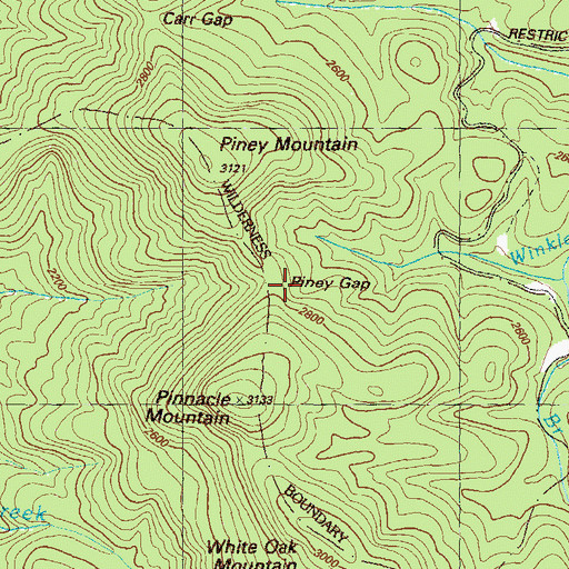 Topographic Map of Piney Gap, GA