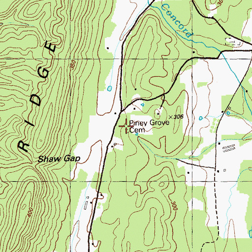 Topographic Map of Piney Grove Church, GA
