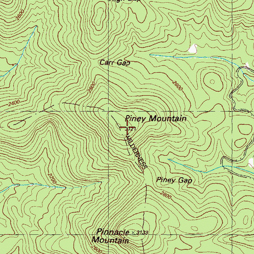 Topographic Map of Piney Mountain, GA