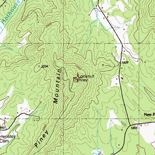 Topographic Map of Piney Mountain, GA