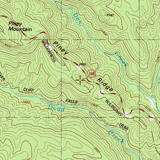 Topographic Map of Piney Ridge, GA