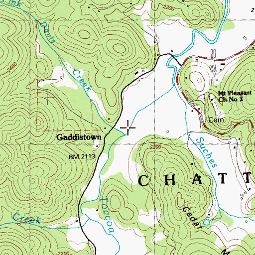 Topographic Map of Pink Davis Creek, GA