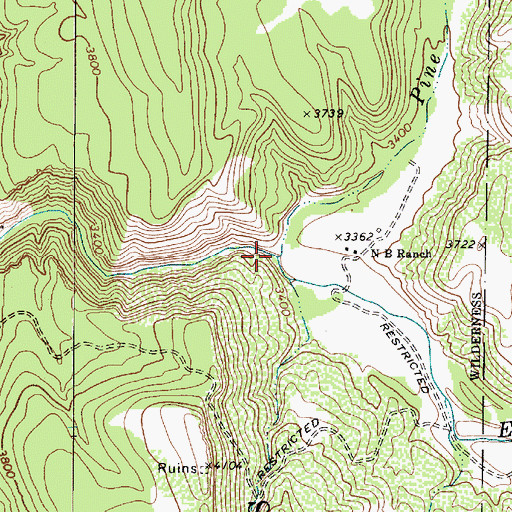 Topographic Map of Pine Creek, AZ