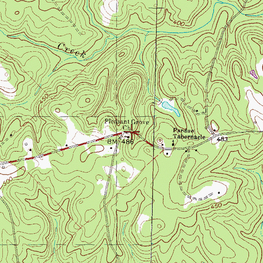 Topographic Map of Pleasant Grove Church, GA