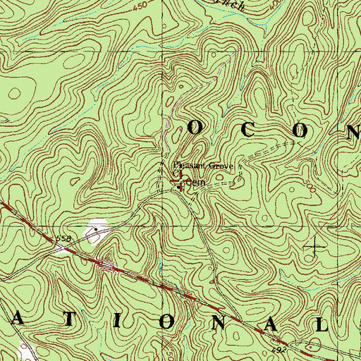 Topographic Map of Pleasant Grove Church, GA