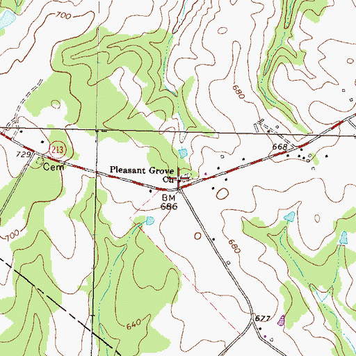 Topographic Map of Pleasant Grove Church, GA