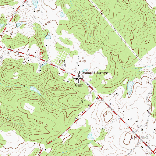 Topographic Map of Pleasant Grove Church, GA