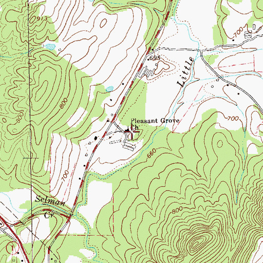 Topographic Map of Pleasant Grove Baptist Church, GA