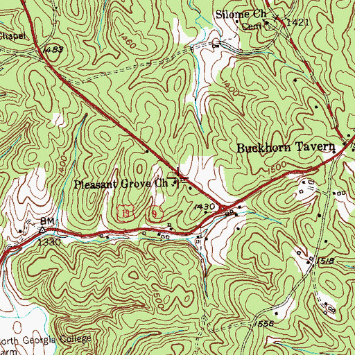 Topographic Map of Pleasant Grove Church, GA