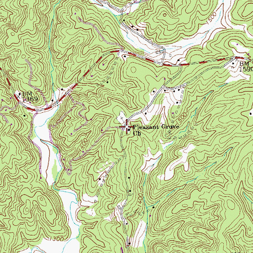 Topographic Map of Pleasant Grove Church, GA