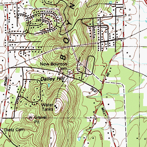 Topographic Map of New Boynton Cemetery, GA