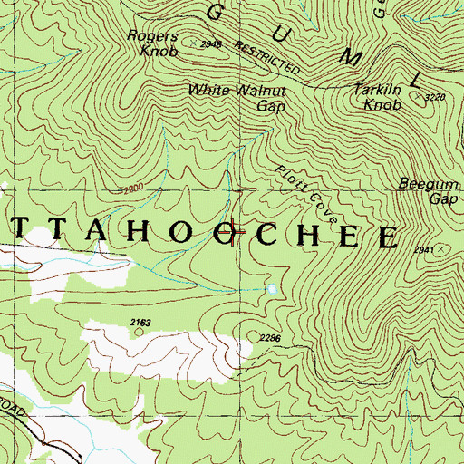 Topographic Map of Plott Cove, GA