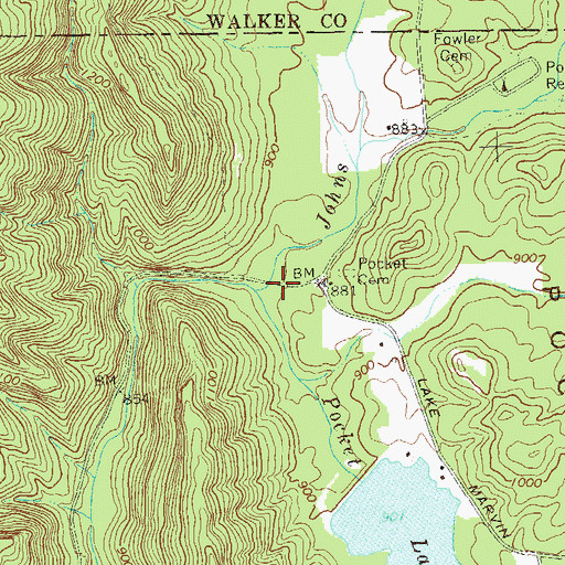 Topographic Map of Pocket Creek, GA