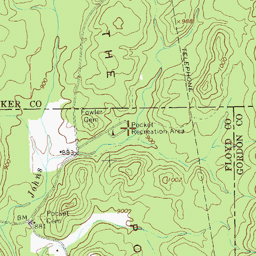 Topographic Map of Pocket Recreation Area, GA