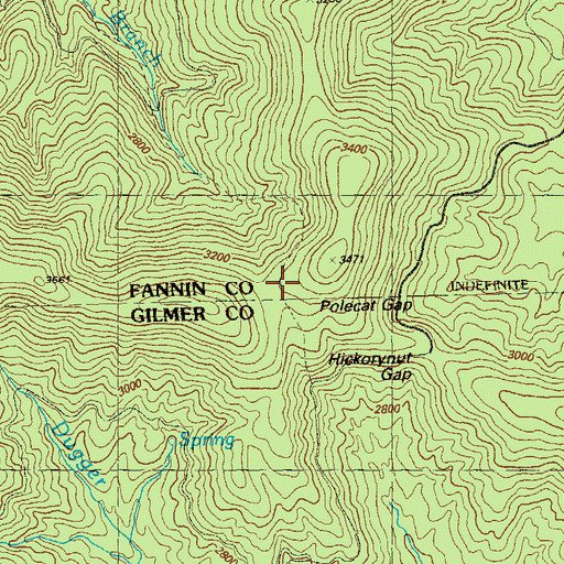 Topographic Map of Polecat Gap, GA