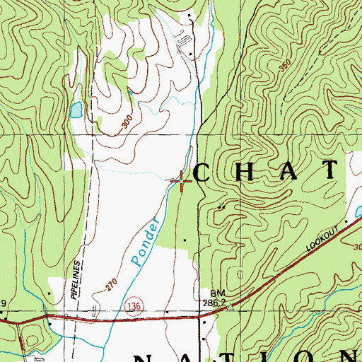Topographic Map of Ponder Branch, GA