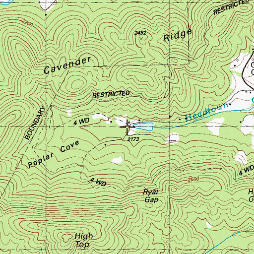 Topographic Map of Poplar Cove, GA