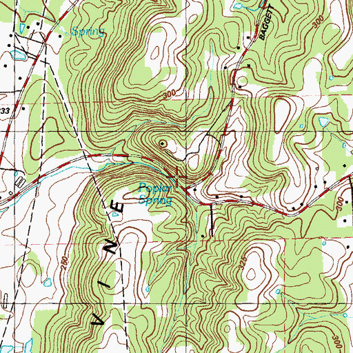 Topographic Map of Poplar Spring, GA