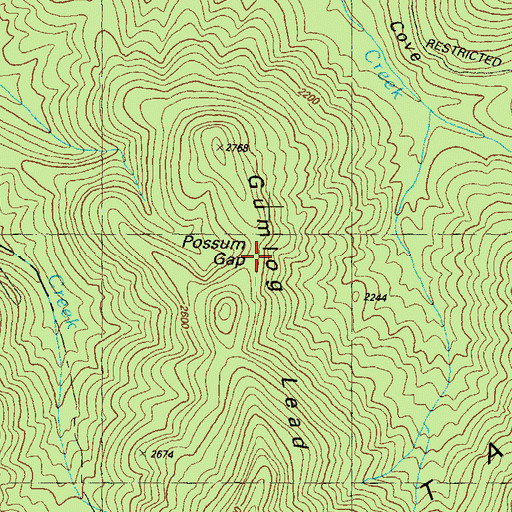 Topographic Map of Possum Gap, GA
