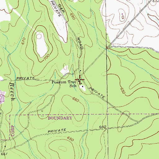 Topographic Map of Possum Trot School, GA