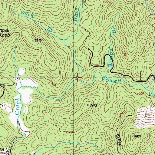 Topographic Map of Powell Valley Creek, GA
