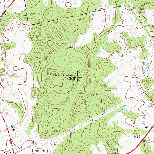 Topographic Map of Price Grove Church, GA