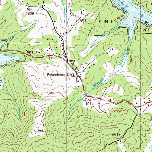 Topographic Map of Providence Church, GA