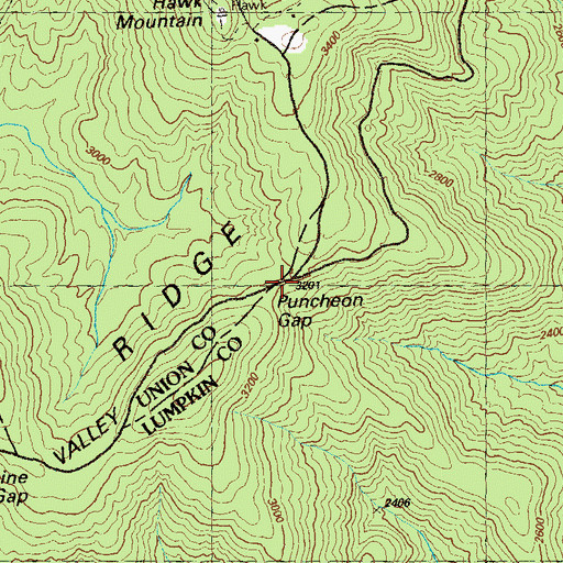 Topographic Map of Puncheon Gap, GA